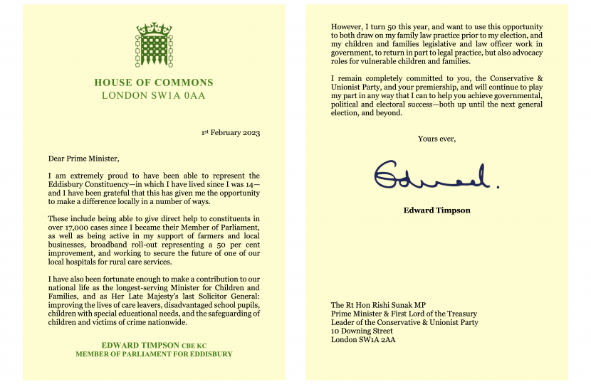 Edward's letter to the Prime Minister